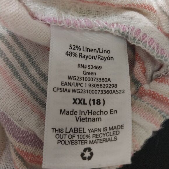 Wonder Nation shirt Girls XXL 18 white pink striped button up tie Linen Blend - Picture 4 of 8